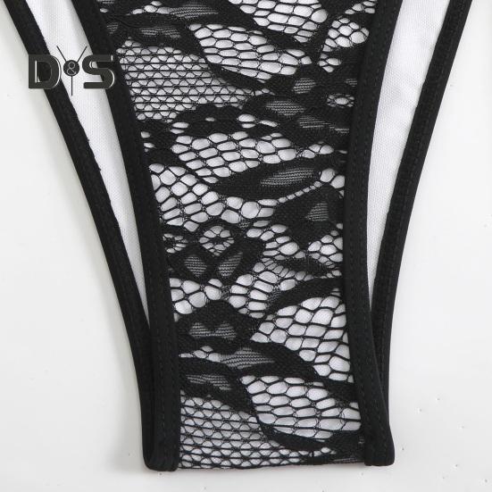 2 stk/sett Dame Bikini Sett Halter Badebukse med Sløyfe Snøring Lav midje Svømmebukser Sett Slangeskinnmønster Delt Design Strandklær