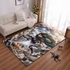 "Anime Warrior with Sword Battle Scene Non-slip rug suitable for living room and bedroom sofas"