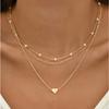 3pcs Women's Imitation Pearl Necklace Set Gold Color  Love Pendant Collarbone Neck Jewelry Party Favor Accessories