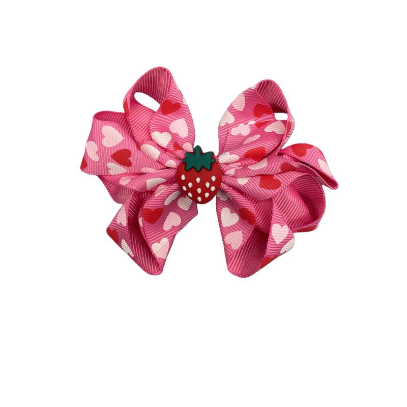 Cross-Border Heart & Bow Hair Clip - Valentine s Day Strawberry Pattern розовый