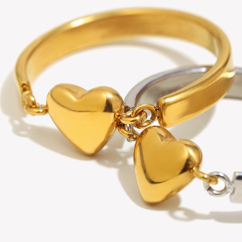 E.B.belle 18k Gold Plated Trendy Stainless Steel Small Heart Ring Waterproof Popular Women Statement Jewelry