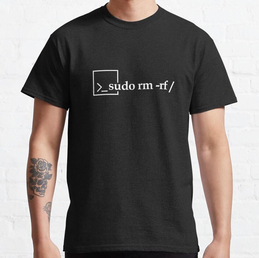 Sudo Rm -rf  GAME OVER Linux Command Geek Nerd Terminal Ubuntu Computer 100% Cotton Clothing Printed Plus Size T-Shirt for Man