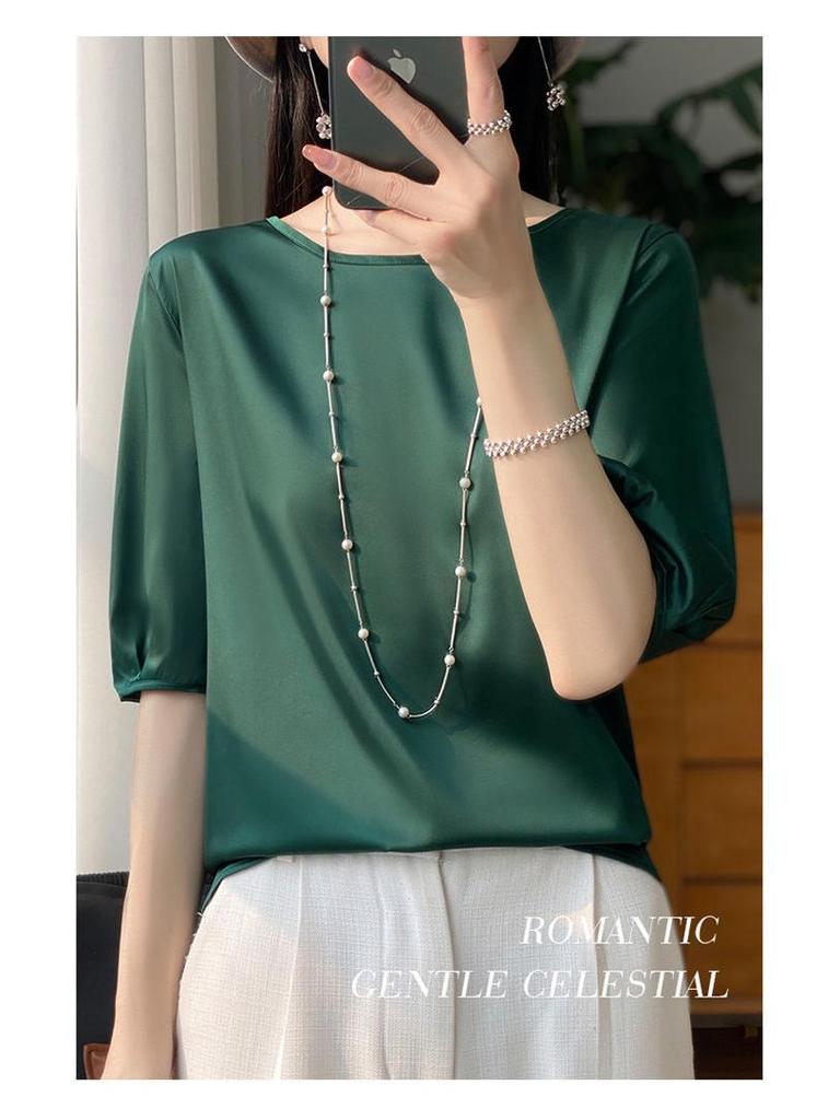 High-End Mulberry Silke Kortarmet Skjorte for Kvinner - Lett & Elegant Sommeroverdel