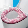 Soft Cover Warm Toilet Seat Cover Pad Bathroom Decor Floral Print Coral Velvet Seat Washable Pads