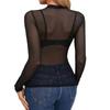 Women's Solid Color Lace Long Sleeved High Neck Base Small Shirt Top High Neck Base Small Shirt Top