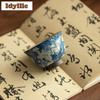 120ml Blue And White Ru Kiln Gourd Teacup Handmade Tea Bowl Set Of Cups Tea-tasting Meditation Cup Chazhan Master Cups For Tea