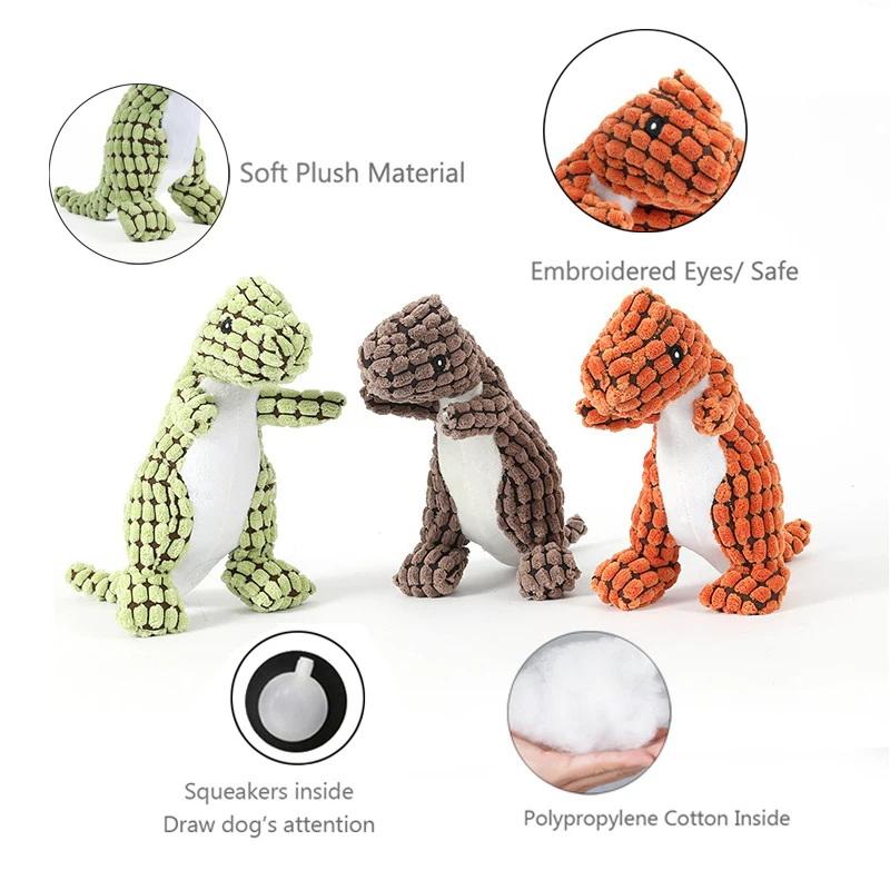 Durable Dinosaur Plush Dog Toy With Sound Chew Resistant Crocodile Shape For Interactive Pet Play And Training