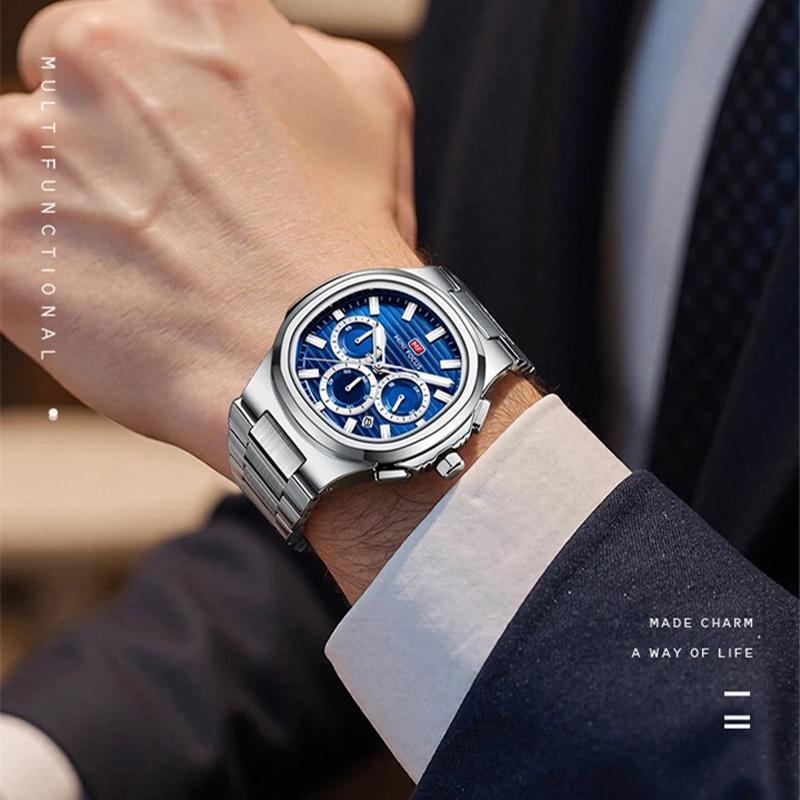 Stainless Steel Man Watch Leisure Fashion Quartz Wrist Watches Waterproof Outdoor Multifunctional Business Watch