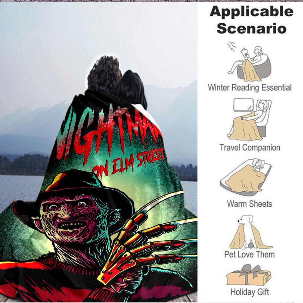 1pc A Nightmare on Elm Street Flannel Throw Blanket - HD Printed Lightweight Soft Warm All-Season Blanket for Sofa, Bed, Travel, Camping 076