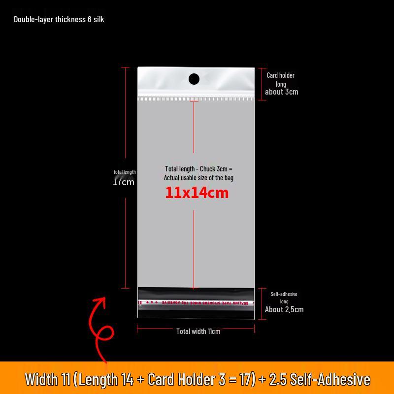 Self-Adhesive Transparent Jewelry Earring Bags with Header and Hanging Hole