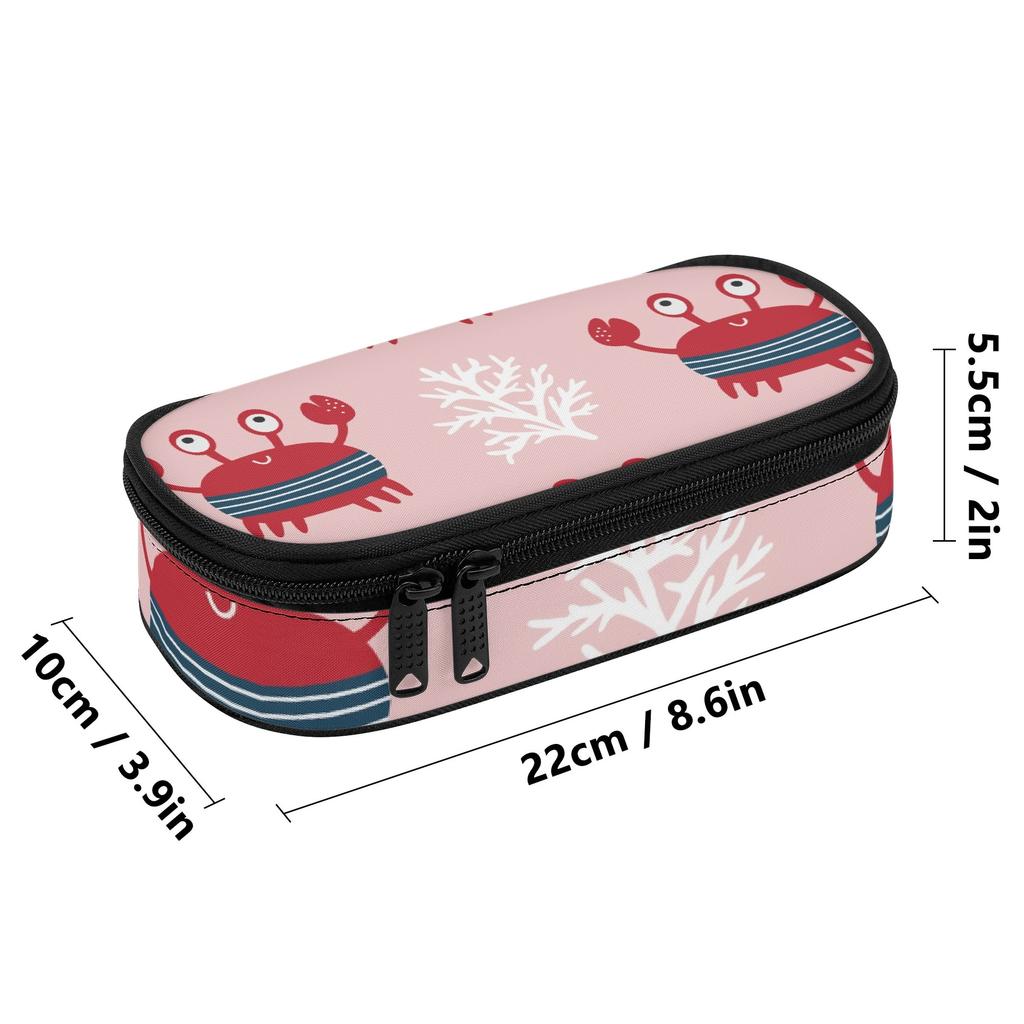 Pen Pencil Organizer Printed Durable 300D Polyester Easy Open Zipper with Main Compartment Mesh Pocket and Pen Slots for Students