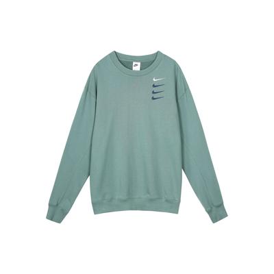 French Terry Swoosh Embroidered Crew Neck Sweatshirt Men Tops Spearleaf-Green DB9408-387