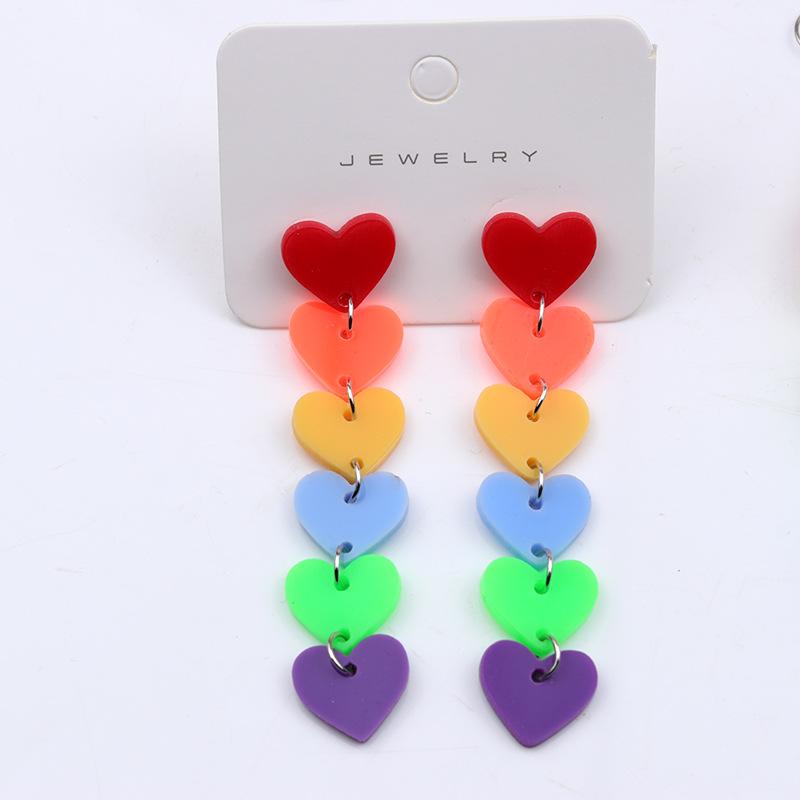 Mode Kette Ohr Haken Frauen Lange Regenbogen Clip Ohrringe Club Schmuck
