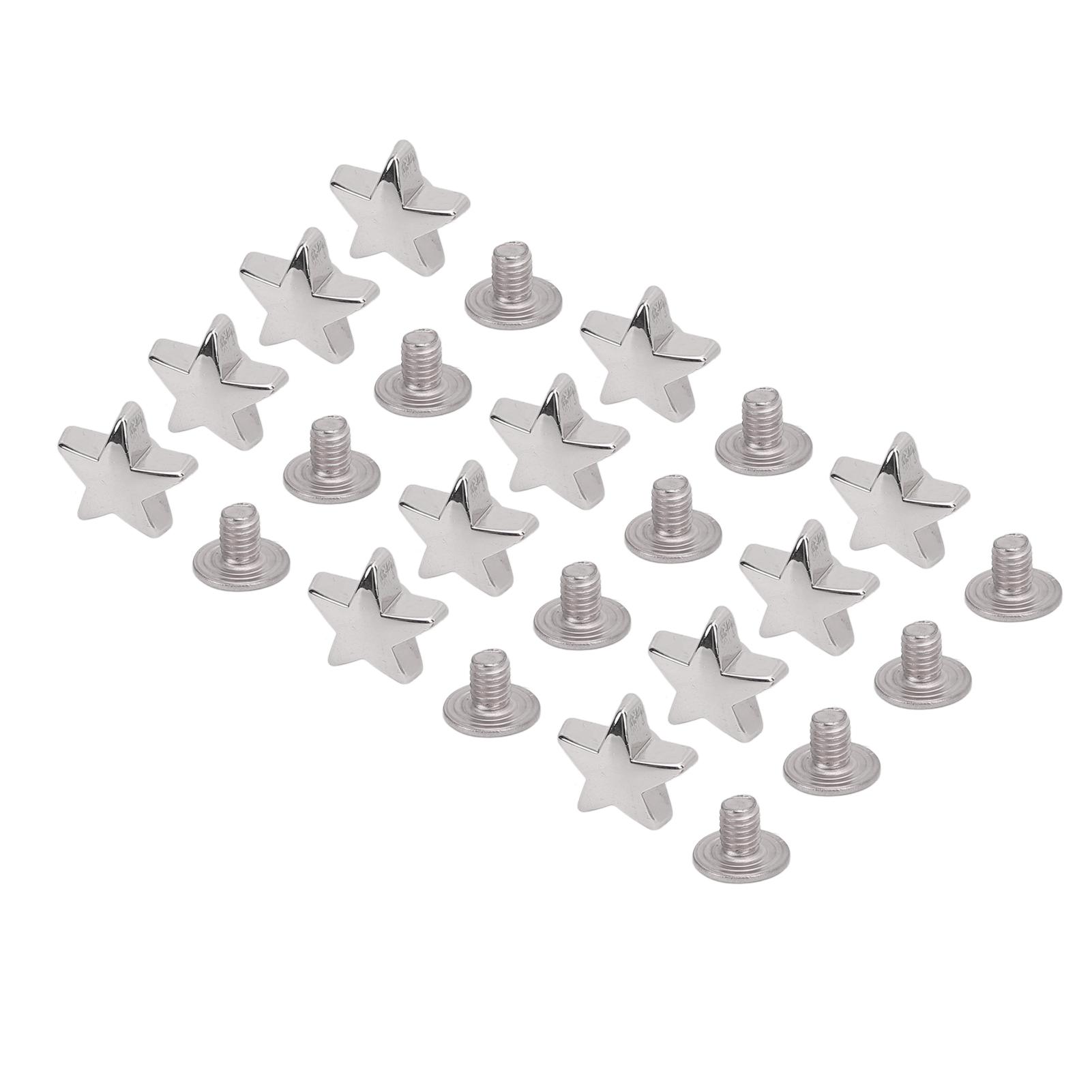 

50 комплектов кожаных заклепок с винтами, набор 10 мм, пятиконечная звезда, заклепка, 4,5 мм, набор винтов PH для кожевенного ремесла серебряный