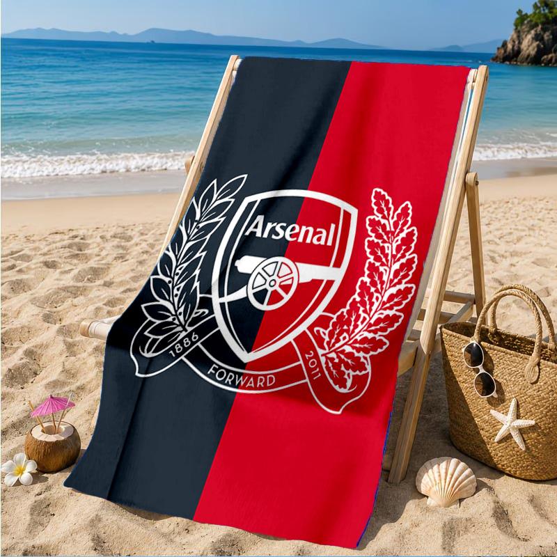 Arsenal Football Club Crest Printed Microfiber Beach Towel, Soft And Absorbent, Quick-Dry, Ideal for Summer Travel, Beach Essential, Swimming Pool
