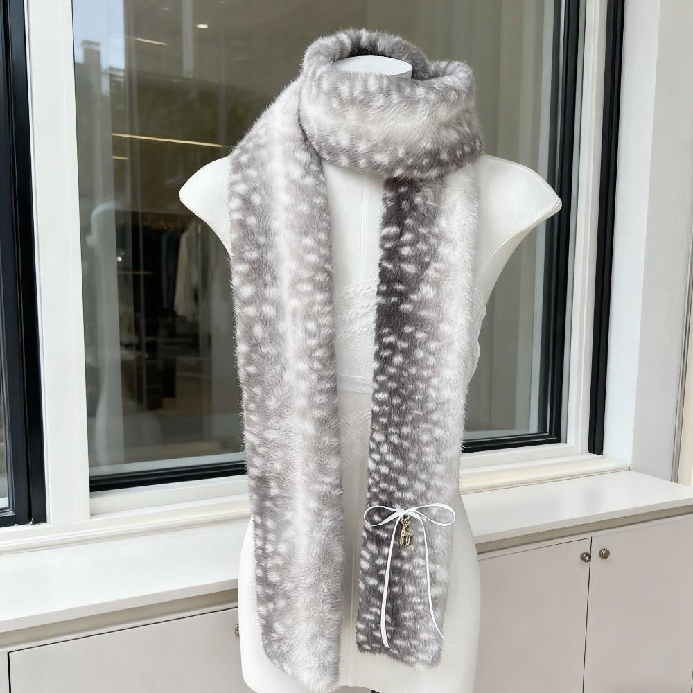 Soft Fluffy Deer Patterned Faux Fur Scarf Thick Warm Plush Earmuffs Shopping Trip