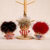 Funny Plush Keychain Cute Bag Charms with Pom Pom Hair Soft Stuffed Keyrings for Handbag Backpack Purse Accessory