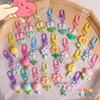 Young Girl's Heart Tulip Flower Keychain Candy Color Sweet Resin Tulip Keychain  Backpack Decor