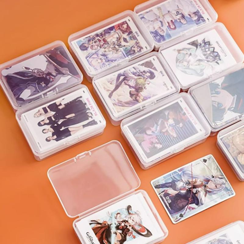 New Transparent Plastic Storage Box Photocards Small Card Storage Box Desk Organ