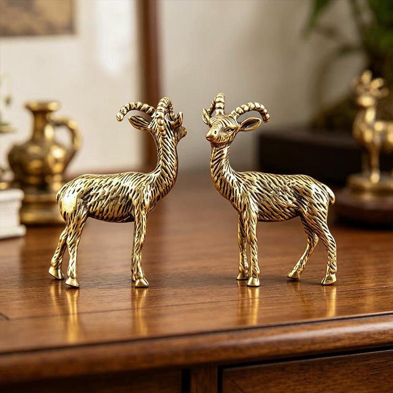 Brass Goat Small Ornament Antique Copper Zodiac Animal Sheep Miniature Figurines Home Decoration Accessories Desktop Decor