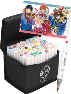 Takumi-sai Illustration Markers [72 Colors, 80 Marker Pens, Supervised by Professional Illustrators] Brush Type Alcohol Marker Set