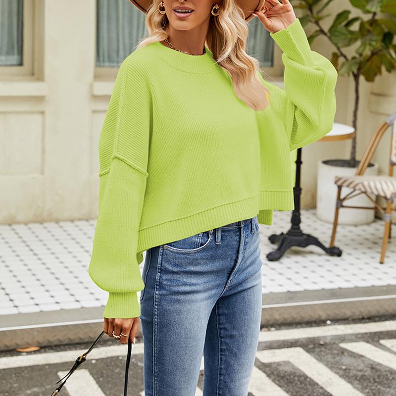 Женский свободный короткий пуловер — фото 13