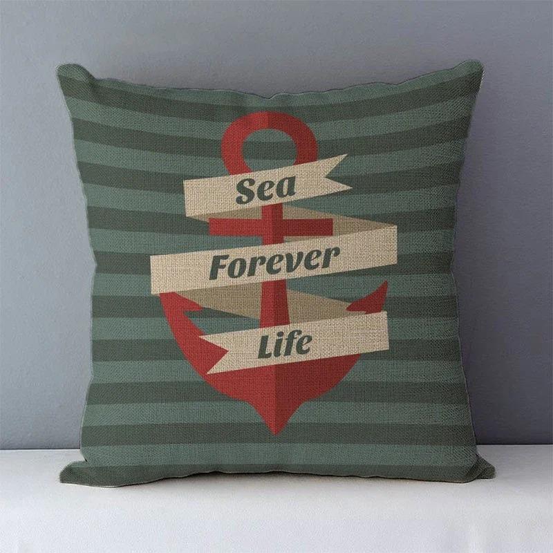 Home Decor Vintage Nautical Patterns Pillow Covers Pattern Cushion Cover Suitable for Sofa Bedroom Car Pillow Cover
