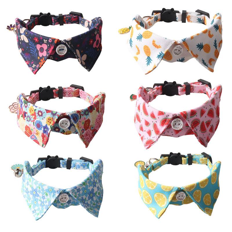 Aminge Pet Collar With Flower Accessories Adjustable And Stylish! Available In Watermelon Pineapple Lemon Orange And Floral Designs!