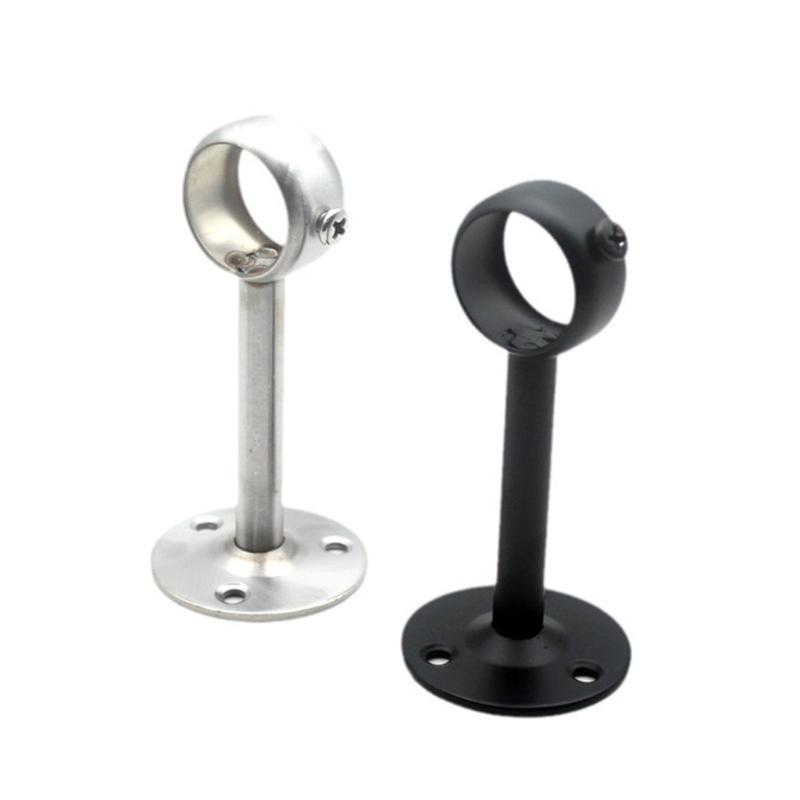2 pièces Supports de Poteaux de Rideaux de Plafond Robustes en Acier Inoxydable Pour Tiges de 25x100mm Argent/Noir