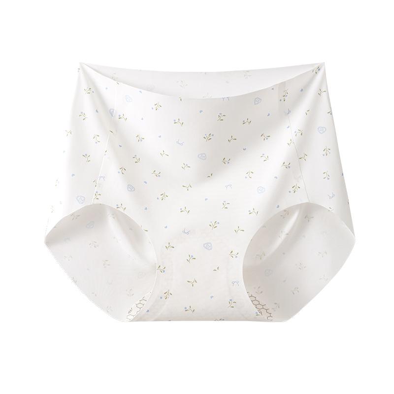 Ladies Spring and Autumn New Print Camellia 10A Antibacterial Crotch Peach Hip No Trace Briefs