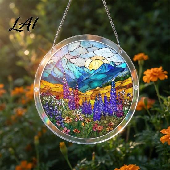 Irregular Puzzle Piece Suncatcher Acrylic Jigsaw Kit Stained Glass Style DIY Window No Glue Hanging Ornament for Home Decor Gift Women Men