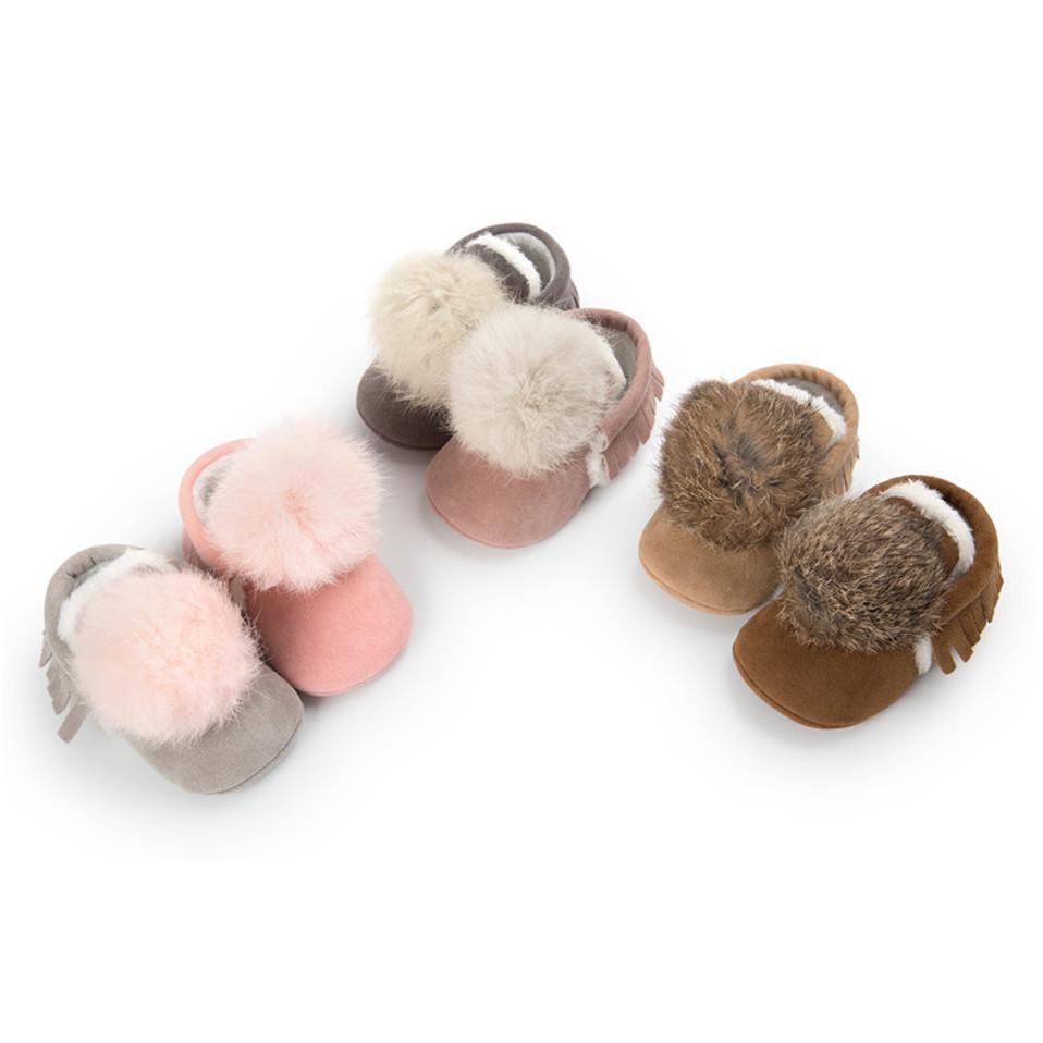 Winter Hairy Ball Baby Shoes Cute Baby Girls Shoes Super Warm Tassel Style Baby Girl Shoes Baby Boys Cotton Shoes