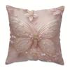 Pink Butterfly Pearl Throw Pillow Cover Zippered Single Side Pattern Pillowcases Sofa Car Decoration Elegant Floral Aesthetic