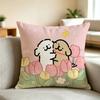 M-maltese cartoon Cartoon  Pillow Case Square Double-Sided Sofa Cushion Cover Bedroom Bedside Pillow