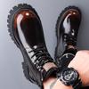 Winter Mens High Top Thermal Boots Plush Lined Snow Shoes Patent Leather Casual Non-Slip Waterproof Warm Comfortable Ankle Boots