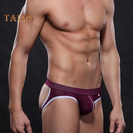 Men Briefs Low-rise U-Convex Patchwork Color Thong Breathable Mesh Hip Lifting Fine Stitching Underwear