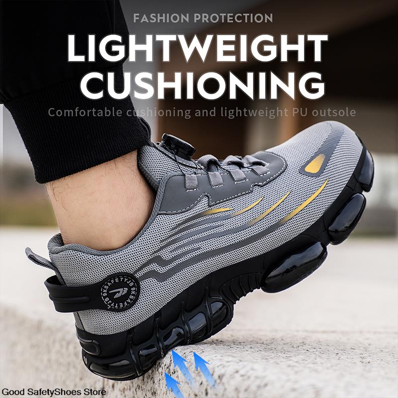 Męskie trampki robocze Oddychające buty robocze ze stalowymi noskami Poduszka powietrzna Męskie sportowe buty ochronne Damskie odporne na przebicie buty budowlane