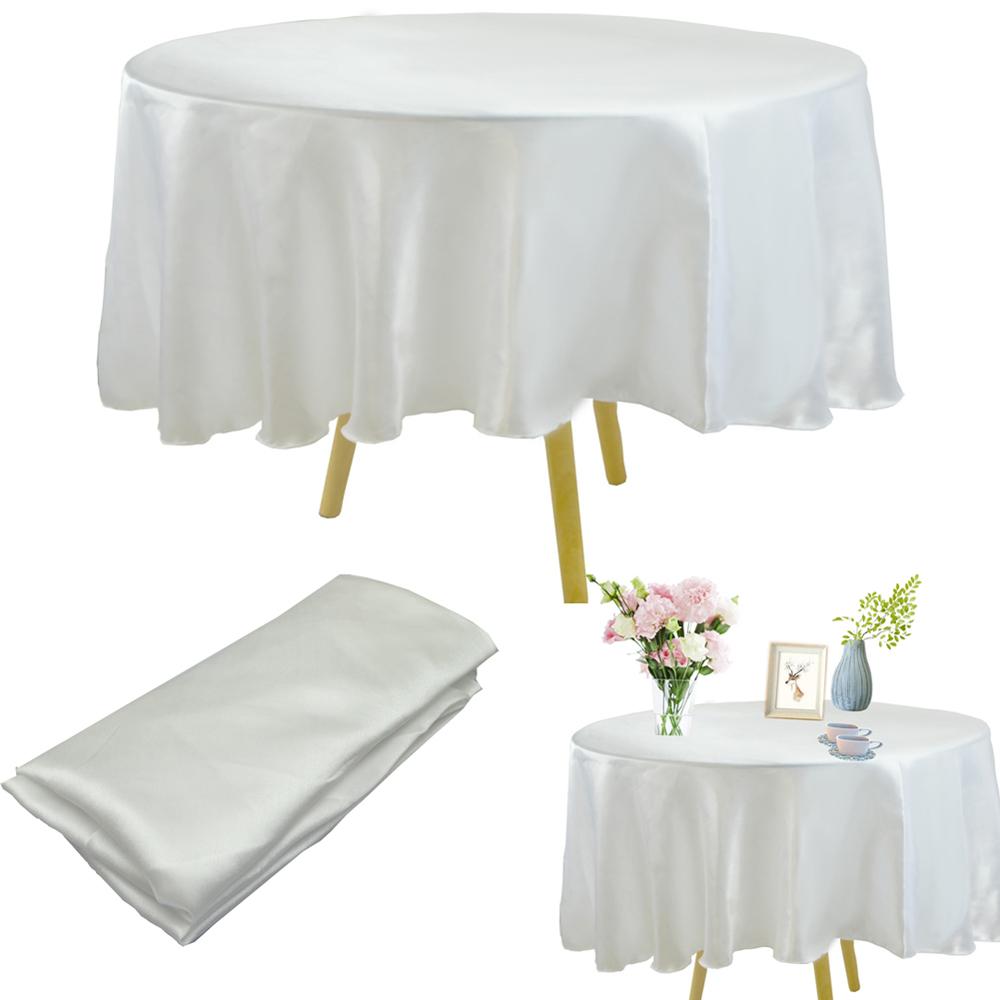 Round Satin Tablecloth Luxury Wedding Decor Christmas Birthday Baby Shower Home Party Tablecloth Overlays Coffee Table Cover