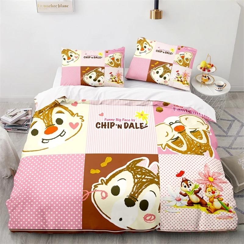 

Cute Disney Cartoon Chip n Dale Bedding Set Queen King Size Duvet Cover Set Soft Quilt Cover With Pillowcase Set Home Textile 70x133cm 2pcs
