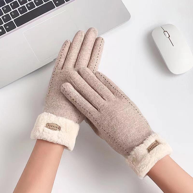 Premium Women's Fleece Touchscreen Gloves - Warm & Stylish for Fall/Winter, Korean Design