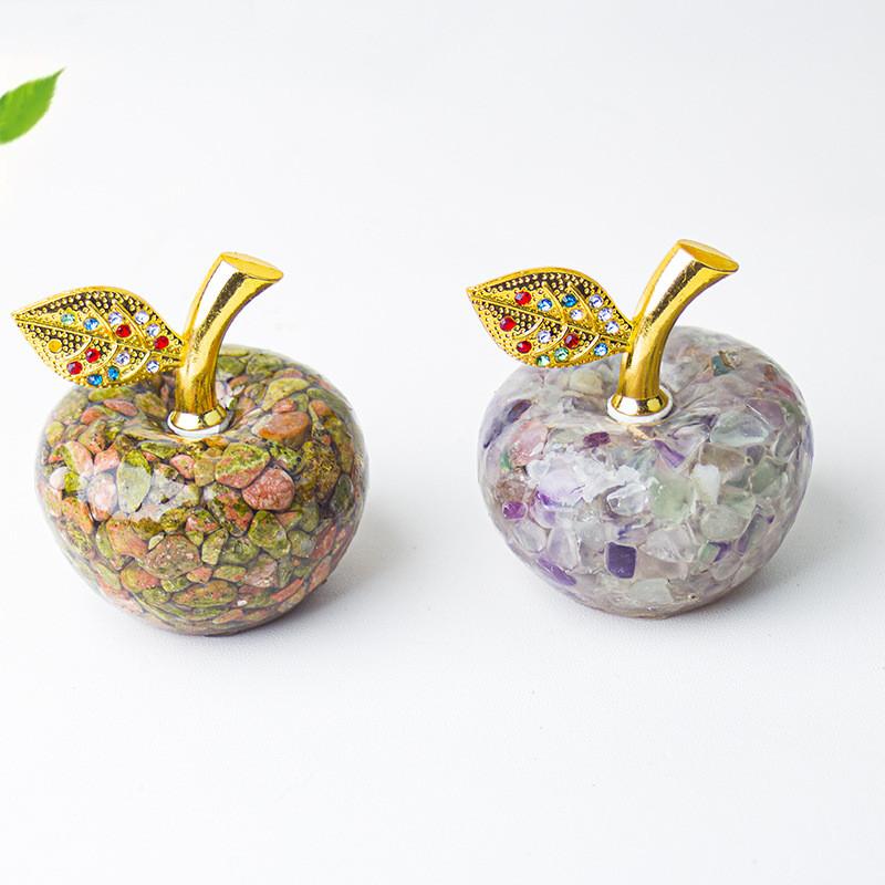 Resin Crystal Apple Figurine For Home Office Decor Gift For Teens Collectors