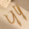 2pcs Minimalist Punk Style Stainless Steel Pointed Pendant Tassel Earrings, Suitable For Daily Wear