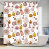 Charming Halloween Pattern Shower Curtain White Background with Cute Ghosts, Pumpkins Bubbles Waterproof Fabric for Bathroom Dec