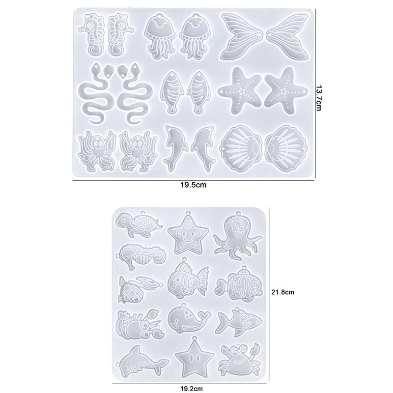 Ocean Series Earring Silicone Mold Fish Seashell Resin Casting Mould for Pendant Earring Jewelry Keychain Making DIY Craft