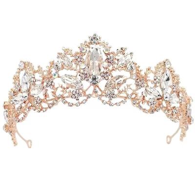 Bride's Golden Crown Tiara Rhinestone Headband European and American Wedding White Wedding Accessories Wedding Hair Accessories