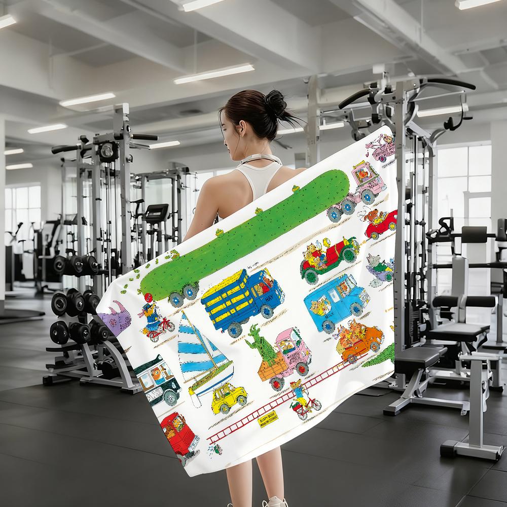 Personality Busy World of Richard Scarry Quick Drying Beach Towels Are Suitable For Swimming Pools Camping Yoga And The Gym