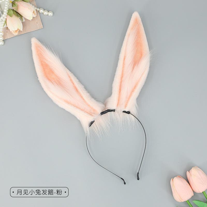 Cute Plush Rabbit Ears Headband Comic-Con Cosplay Props Animal Ears Headdress Beast Tail Simulation Rabbit Tail