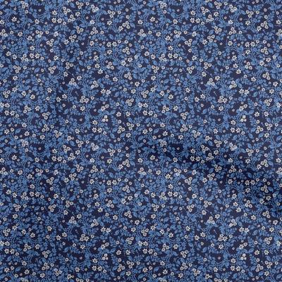 Cotton Flex Blue Fabric Floral Ditsy Silhouette Diy Clothing Quilting Fabric Print Fabric By Yard 40 Inch