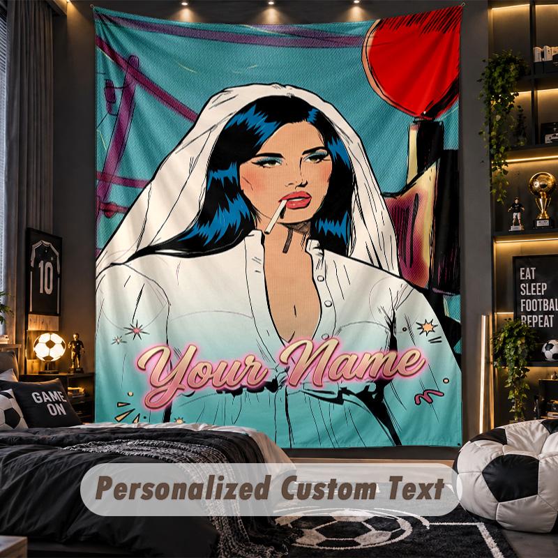 Personalisierte Wandtapisserie, Lana Del Rey Individuell Bedruckter Name, Stoff-Wandkunst für Innenraum-Hintergrund