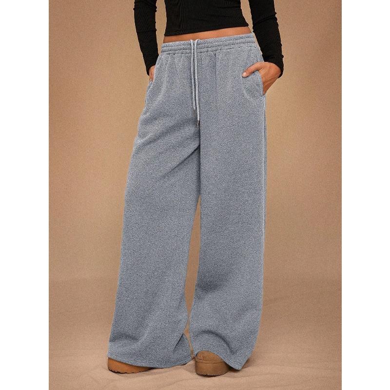 Autumn Winter High Waisted Thick Drawstring Pants Women Loose and Casual Sports Warm Pants Commuting Style